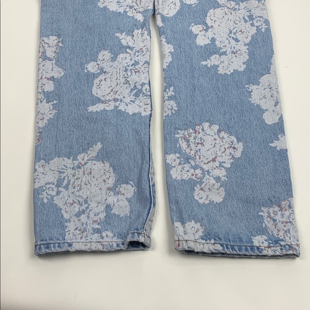 We The Free FP Blue Floral Jeans Size 26 Cotton Straight Leg light Wash denim - Picture 5 of 16